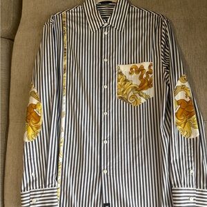 Versace Medusa greca Gianni stripped long sleeve barroco shirt men size 37